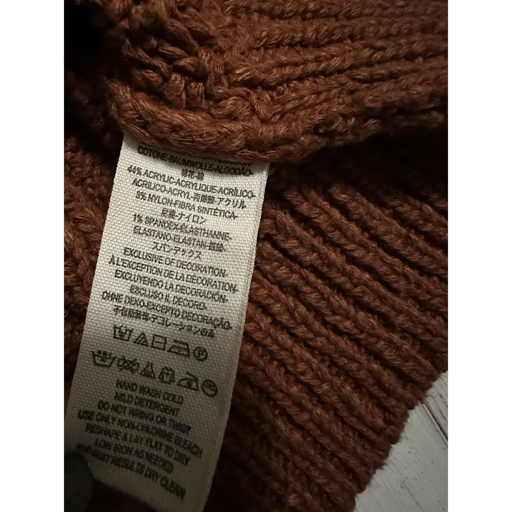 Free People Oversized Chunky Knit Mock Neck Sweater Sz S Rust Color‎ Cozy